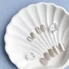 Künstliche Nägel Kurz Oval Mandel Milch Weiß Cat Eye Produktbild-Vorschau 4