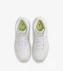 A top-down view of a pair of white Nike Air Jordan 1 Mid sneakers against a white background. Podgląd zdjęcia produktu
