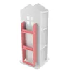 A white and pink rotating bookshelf for children, shaped like a house. Podgląd zdjęcia produktu