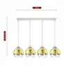 A white ceiling lamp with four gold and transparent glass pendant lights. Produktbild-Vorschau
