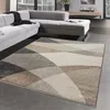 Tapis design moderne abstrait à carreaux ondulés beige Voir les images du produit 1