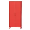 A red metal wardrobe with two doors and a simple design, presented against a white background. Náhľad obrázku produktu