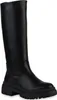 A black leather boot with a thick sole is shown against a white background. Produktbild-Vorschau