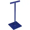 A blue metal tamper with a square base and a T-shaped handle, isolated on a white background. Produktbild-Vorschau