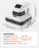A white heat press machine with dimensions and specifications displayed. Náhľad obrázku produktu