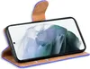 A flip case for a smartphone is shown open, displaying the phone's screen. Produktbild-Vorschau