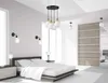 A modern bedroom with a bed, nightstands, and various light fixtures. Podgląd zdjęcia produktu