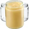 A jar filled with a light yellow substance, possibly jam or preserves, is placed in front of two empty glass jars. Voir les images du produit