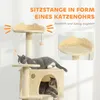 A cat tree with two cats, with text overlays highlighting a feature. Náhled obrázku produktu