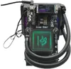 A close-up view of a Bitcoin miner with a small screen displaying data and a larger screen with a logo. Produktbild-Vorschau
