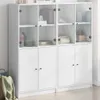 Knihovna s dvířky bílá 136 x 37 x 142 cm kompozitní dřevo Náhled obrázku produktu 2