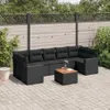 vidaXL 8-tlg. Garten-Sofagarnitur mit Kissen Schwarz Poly Produktbild-Vorschau 2