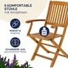 CASARIA® Set 1 Tavolo 6 Sedie da Giardino 160x85cm Legno Anteprima dell’immagine prodotto 6
