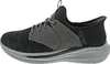 Side view of a black and gray Skechers slip-on shoe. Produktbild-Vorschau