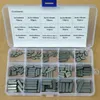 A clear, top-down view of an open plastic organizer box filled with various sizes of metal parallel keys. Produktbild-Vorschau