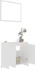 A white bathroom cabinet with its doors open, displaying shelves and some toiletries. Produktbild-Vorschau