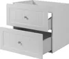 A white bathroom vanity cabinet with two drawers pulled out. Náhled obrázku produktu