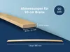 A wooden slat is shown with dimensions and specifications, against a gradient blue background. Produktbild-Vorschau