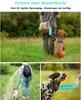 Collage of images showing a person and dog using a portable water bottle during outdoor activities. Produktbild-Vorschau