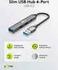 A product image showcasing a slim USB hub with its features highlighted in callout boxes. Anteprima dell’immagine prodotto
