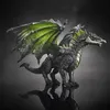 A black dragon figure with green wings is displayed on a reflective black surface against a dark gray background. Produktbild-Vorschau