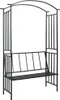 Záhradná pergola s lavičkou čierna 128x50x207 cm železná Náhľad obrázku produktu 1