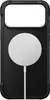 A black phone case with a white circular object and a white cable attached to it, shown against a white background. Podgląd zdjęcia produktu