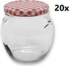 A clear glass jar with a red and white checkered lid, with the text '20x' on the right side. Produktbild-Vorschau