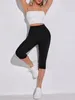 Damen Leggings 3/4 - Hoher Bund - Größe M - Schwarz - Capri Produktbild-Vorschau 6