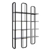 A modern black metal bookshelf with wood-tone shelves against a white background. Podgląd zdjęcia produktu