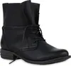 A black lace-up boot on a white background. Produktbild-Vorschau