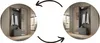 Two mirrored images of a hallway wardrobe set with a mirror, coat hooks, a shelf, and a bench. Produktbild-Vorschau