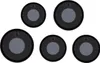 Five round wall mirrors are arranged in a scattered pattern on a white background. Produktbild-Vorschau