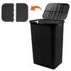 Panier à linge en plastique anthracite avec couvercle Voir les images du produit 3