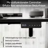 A close-up of a black desk controller with a digital display and buttons, mounted under a desk. Produktbild-Vorschau