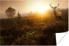 MuchoWow® Poster Hirsche - Nebel - Sonnenuntergang 180x120 Produktbild-Vorschau 1