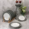 6er Set Variant Grau Suppenteller bunt tiefe Teller Pasta Produktbild-Vorschau 2