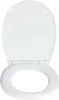 A white toilet seat and lid are shown from a top-down view, with the lid open. Produktbild-Vorschau