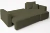 A green sofa bed with a chaise lounge extension, shown in an unfolded state, against a white background. Náhled obrázku produktu