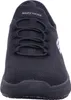 A close-up, front-facing view of a black Skechers shoe. Voir les images du produit