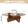 Couchtisch aus gehärtetem Glas & Massivholz, Ø80cm Produktbild-Vorschau 3