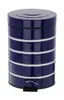 A navy blue trash can with white stripes and a silver pedal. Produktbild-Vorschau