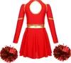 A red and gold cheerleader outfit with pom-poms. Náhľad obrázku produktu