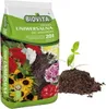 A bag of soil for flowers with a small plant growing out of a pile of soil next to it. Produktbild-Vorschau