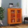 An orange metal cabinet with mesh doors is shown in a room with blue walls and a wooden floor. Podgląd zdjęcia produktu