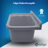 A gray sink is shown against a blue and white gradient background, with marketing text and a logo. Anteprima dell’immagine prodotto