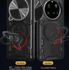 A split image showing two views of a black phone case with a magnetic ring and camera cover. Anteprima dell’immagine prodotto