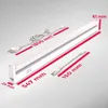 A white LED under-cabinet light with accessories and dimensions indicated by red lines and text. Náhľad obrázku produktu