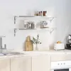 vidaXL Nástenné police 2 ks 100x30 cm strieborná nerezová Náhľad obrázku produktu 3