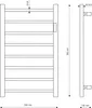 Technical drawing of a white radiator with dimensions indicated. Produktbild-Vorschau